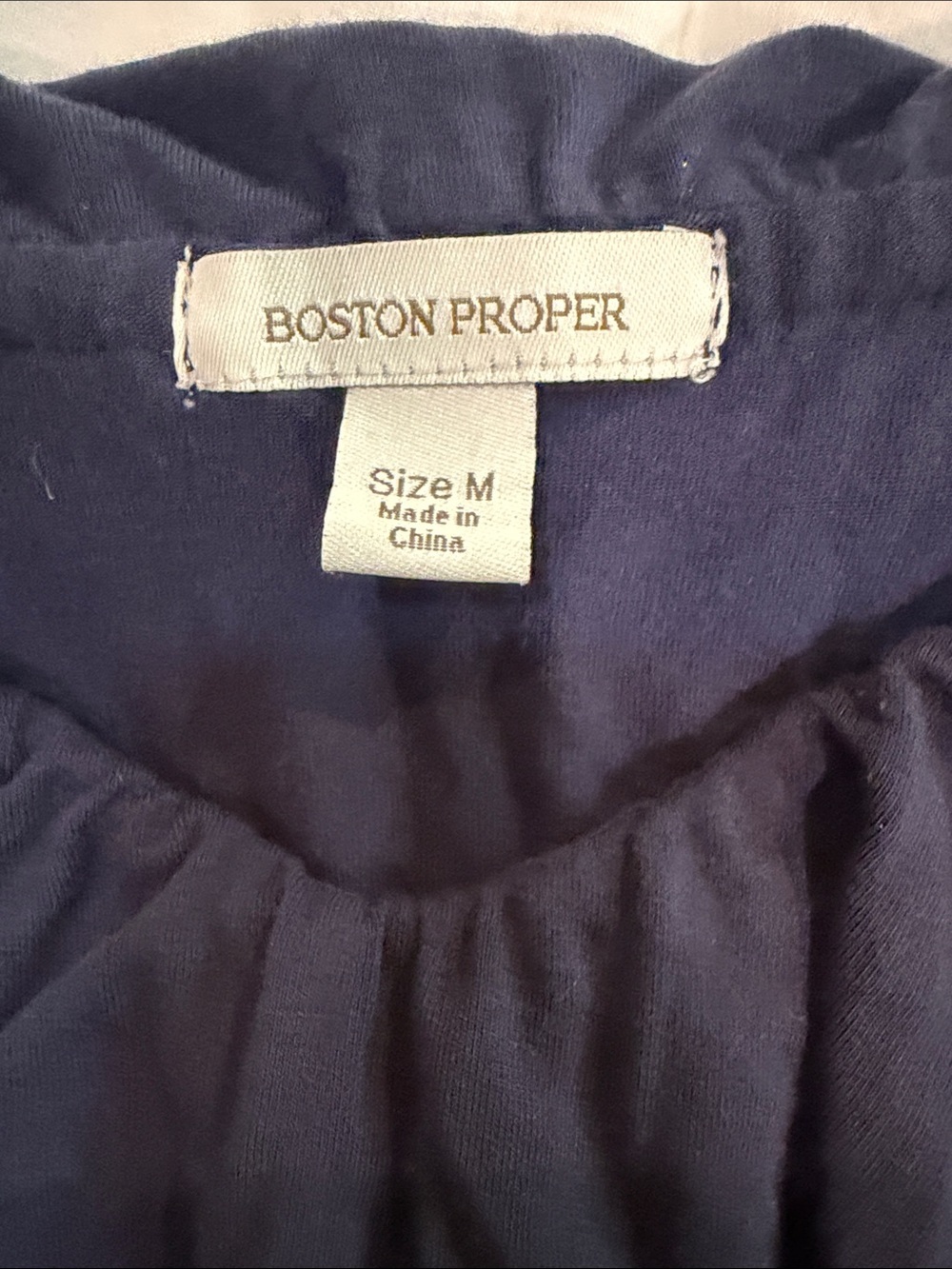 Boston Proper Navy Ruffled Cold-Shoulder Top - Picture 2 of 4